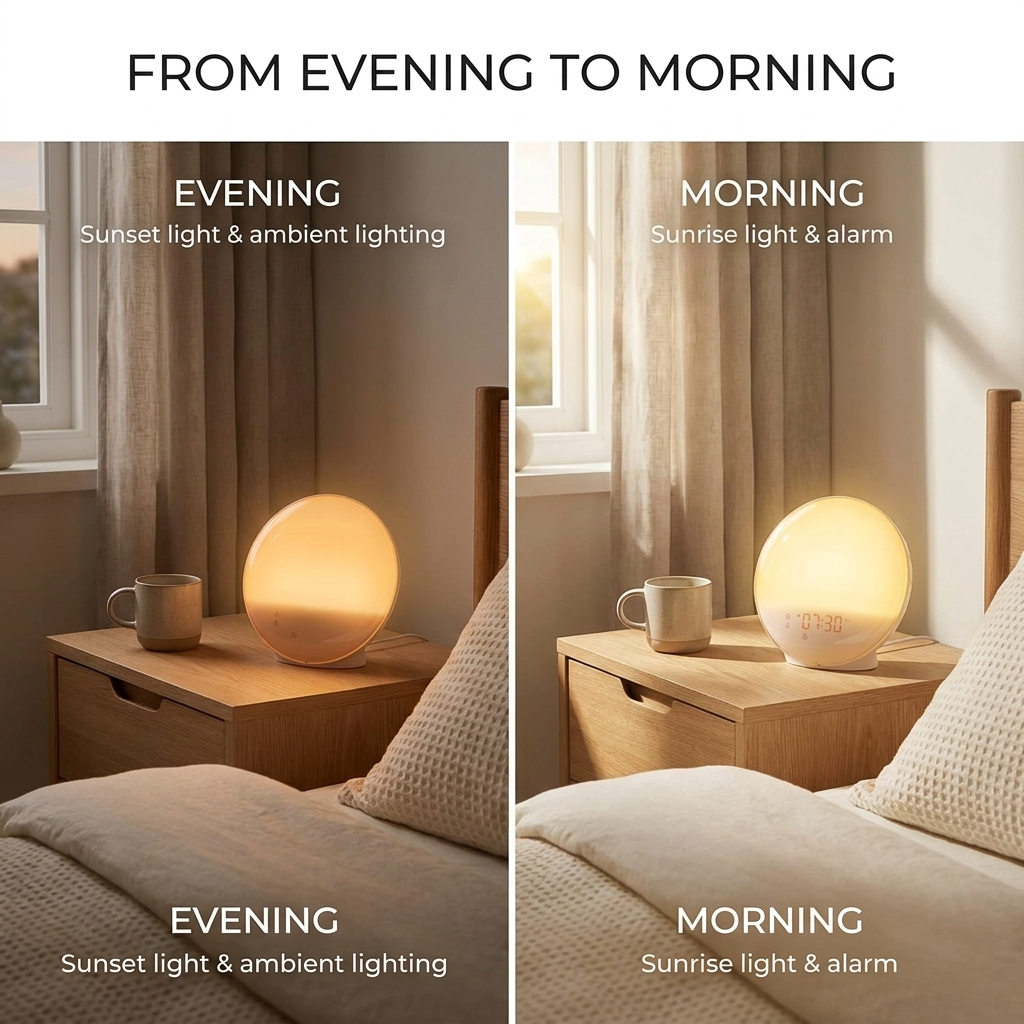 Wake-uplicht wekker – zonsopgang, dubbel alarm en FM-radio VestraGear