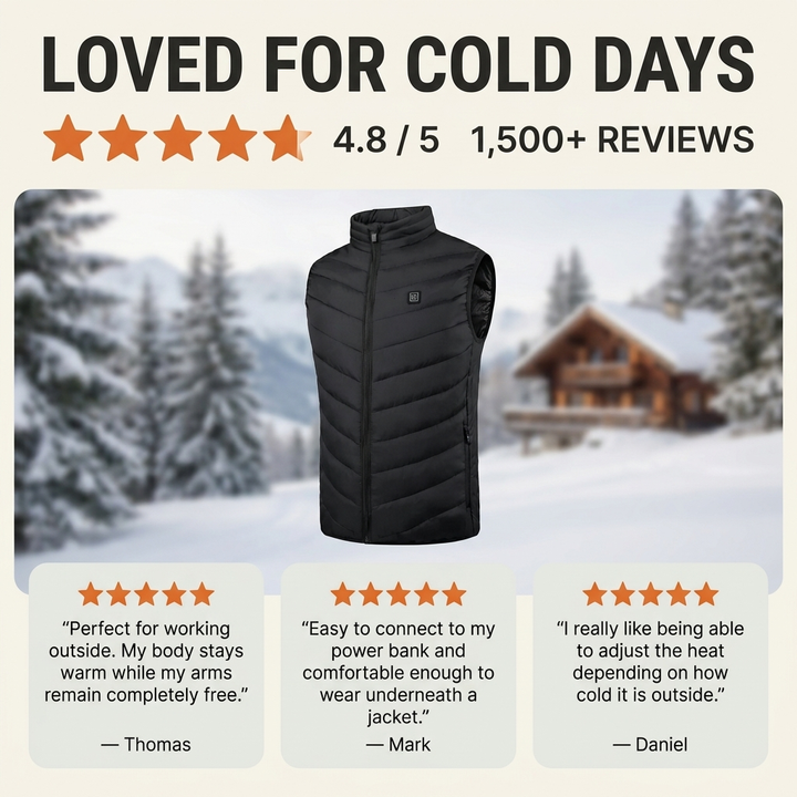 Verwarmd bodywarmer vest – instelbare zones en vrije armen VestraGear