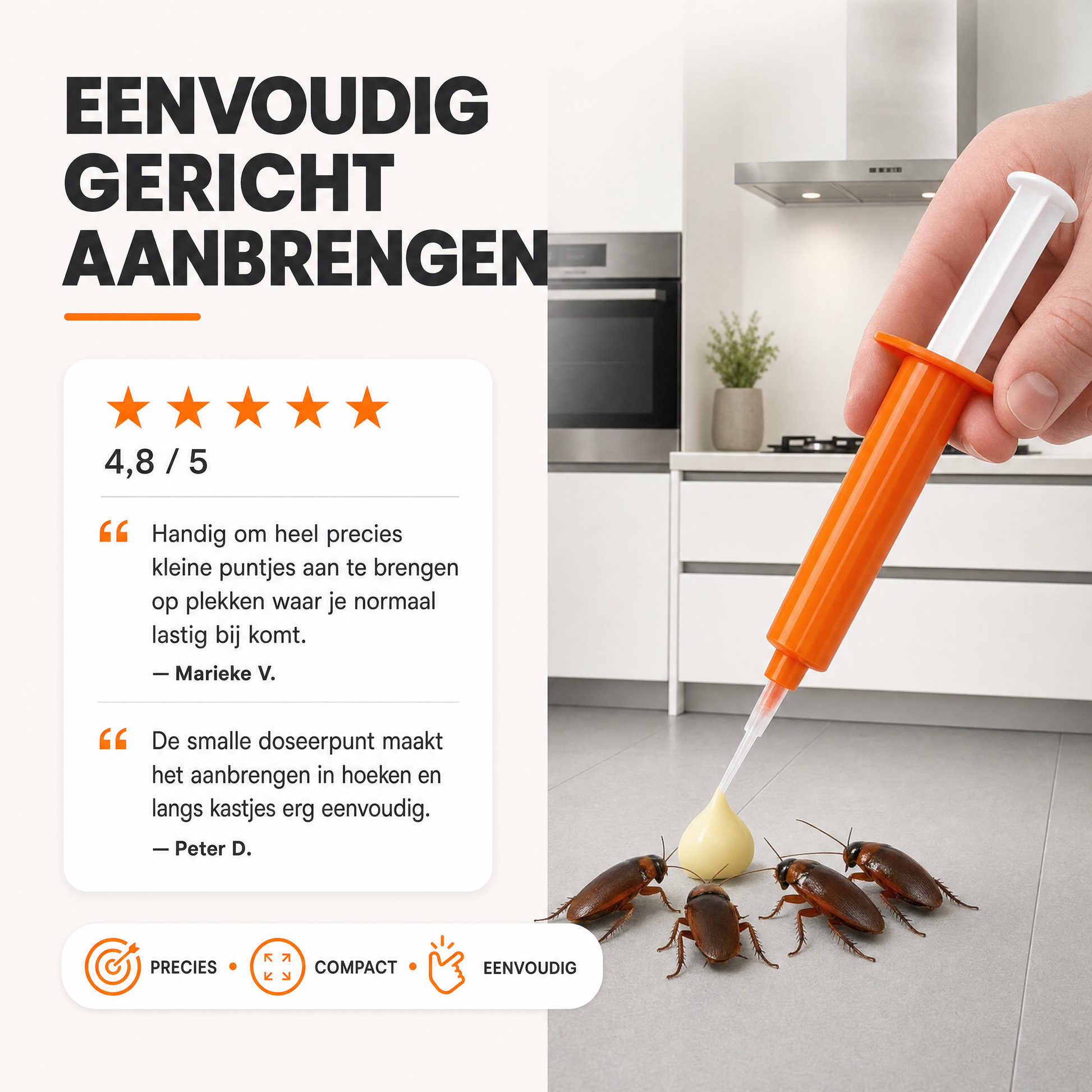 Kakkerlakken Gel 3 Stuks – Lokmiddel met Precisieapplicator voor Gerichte Bestrijding Vestragear