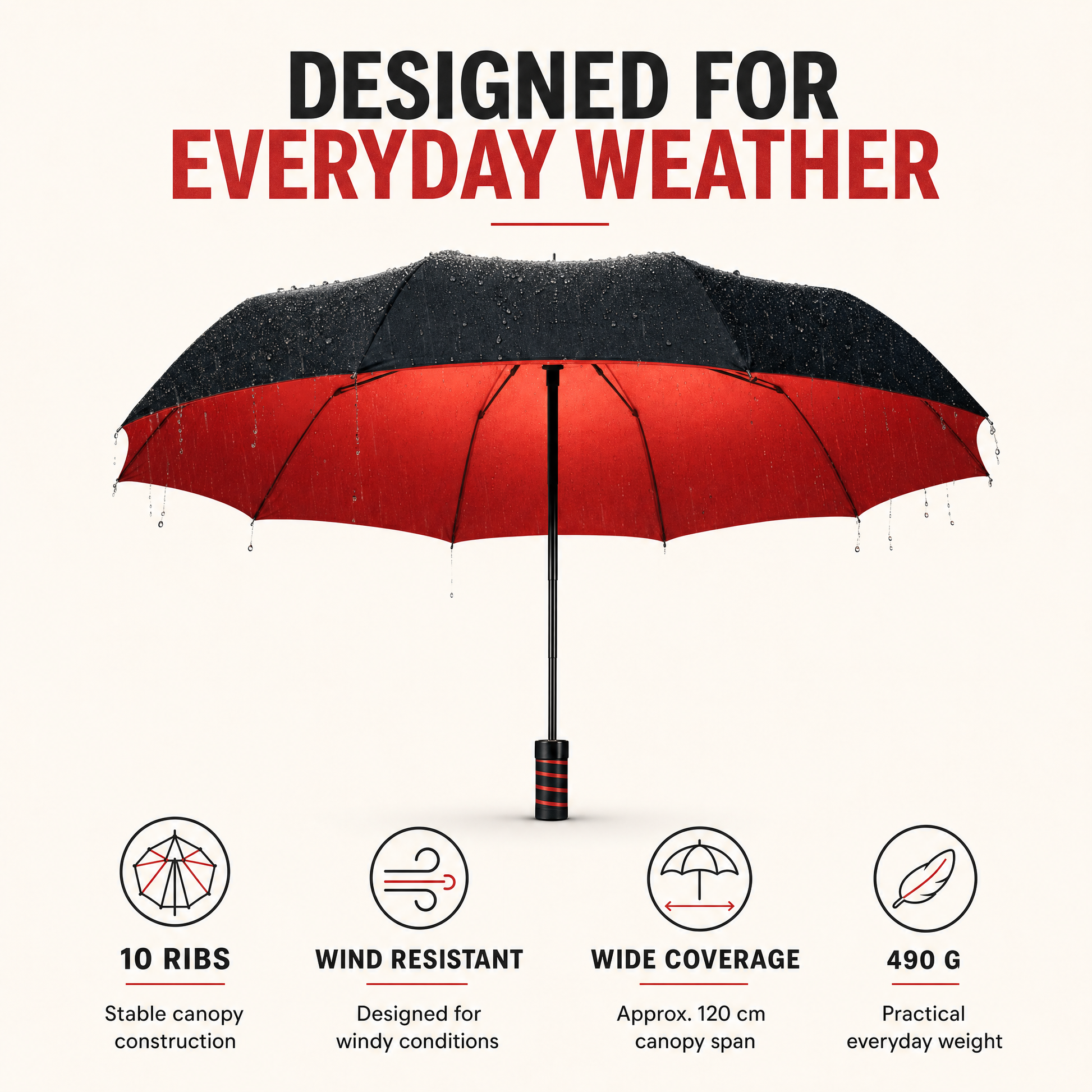 Opvouwbare Stormparaplu – Automatische Paraplu met 10 Ribben en Windbestendig Ontwerp Vestragear