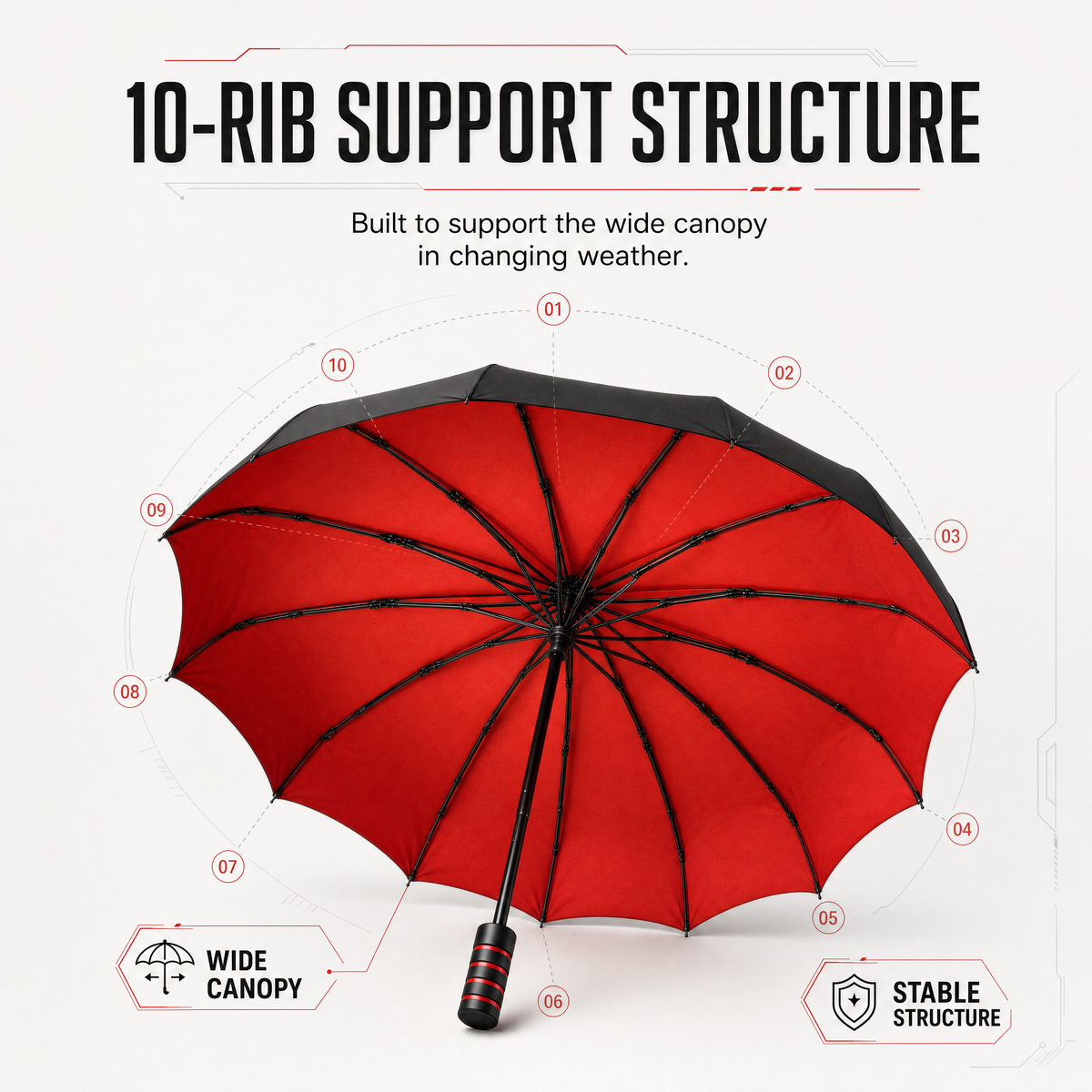Opvouwbare Stormparaplu – Automatische Paraplu met 10 Ribben en Windbestendig Ontwerp Vestragear