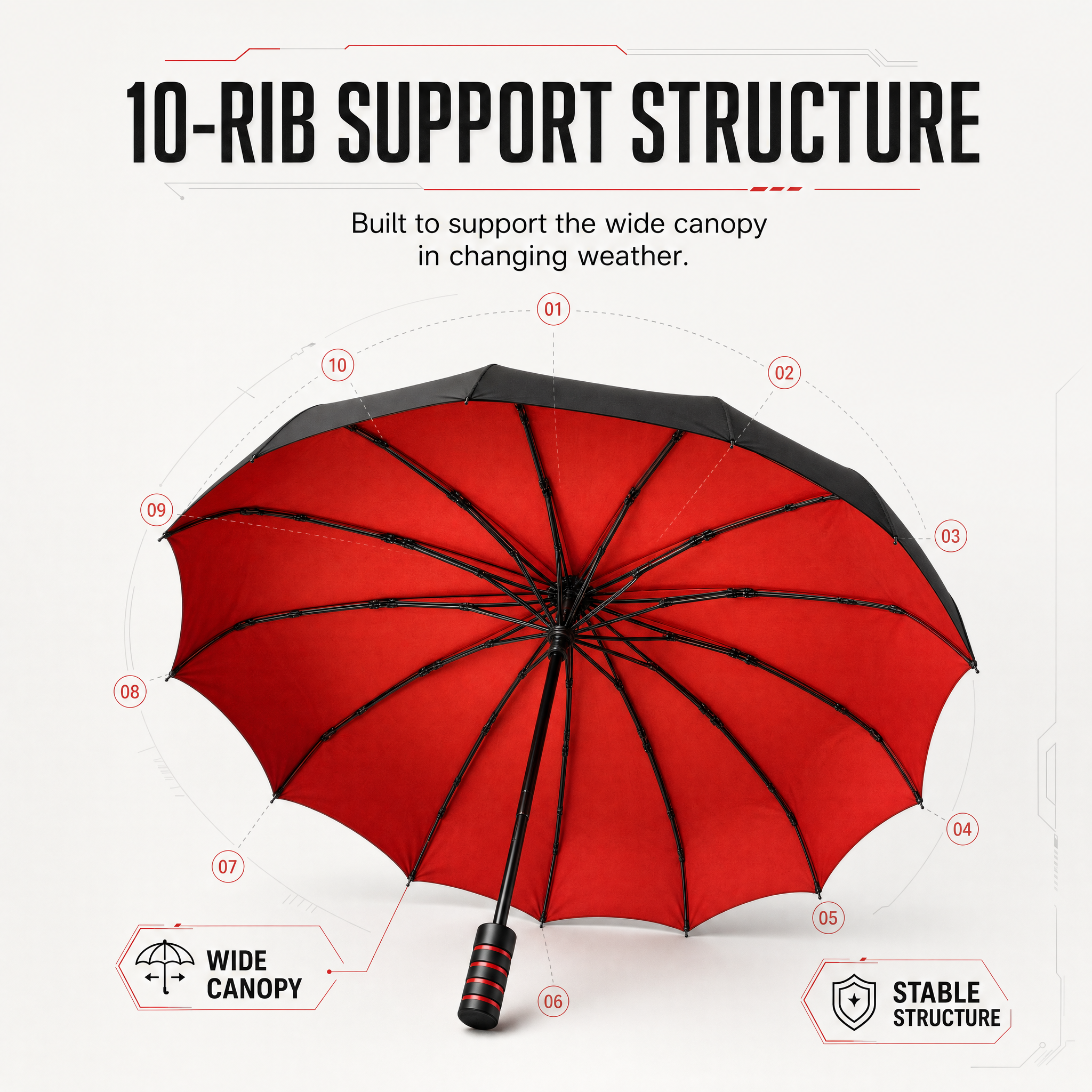 Opvouwbare Stormparaplu – Automatische Paraplu met 10 Ribben en Windbestendig Ontwerp Vestragear