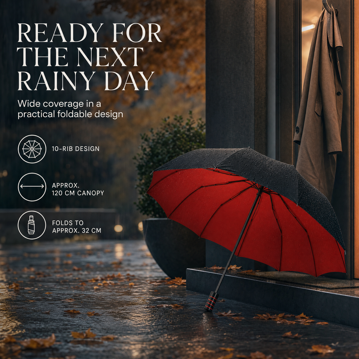 Opvouwbare Stormparaplu – Automatische Paraplu met 10 Ribben en Windbestendig Ontwerp Vestragear
