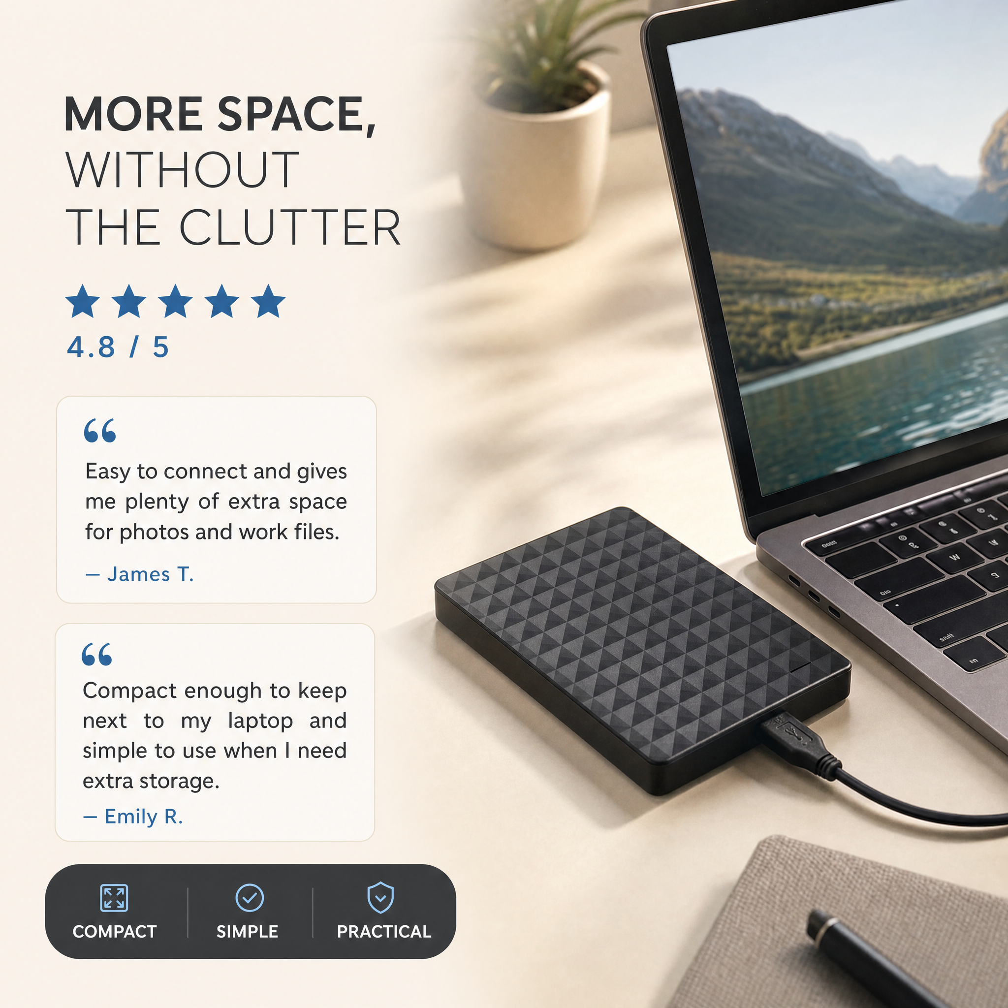 Externe HDD 10 TB – Draagbare USB 3.0 Harde Schijf voor Bestanden en Back-ups Vestragear