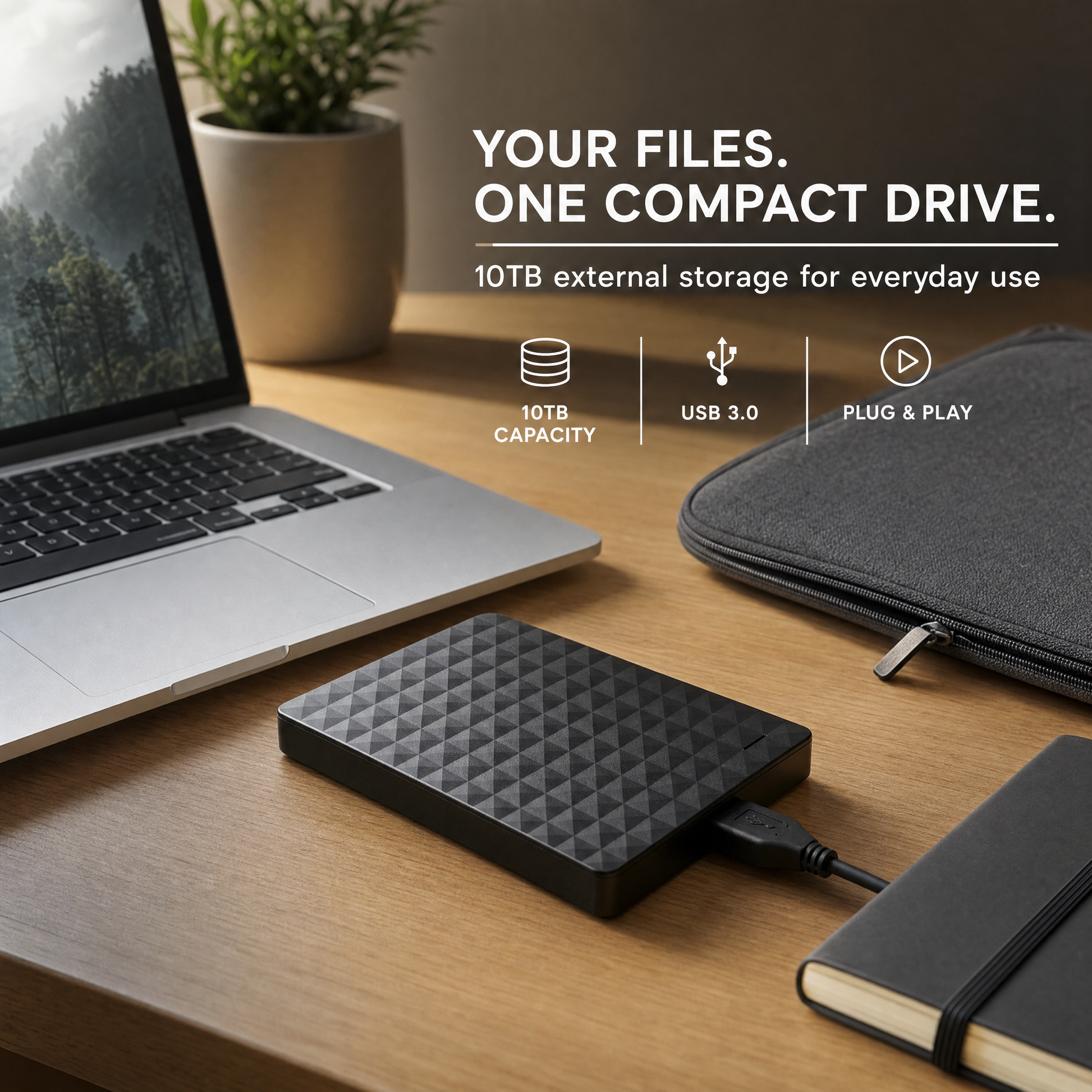 Externe HDD 10 TB – Draagbare USB 3.0 Harde Schijf voor Bestanden en Back-ups Vestragear