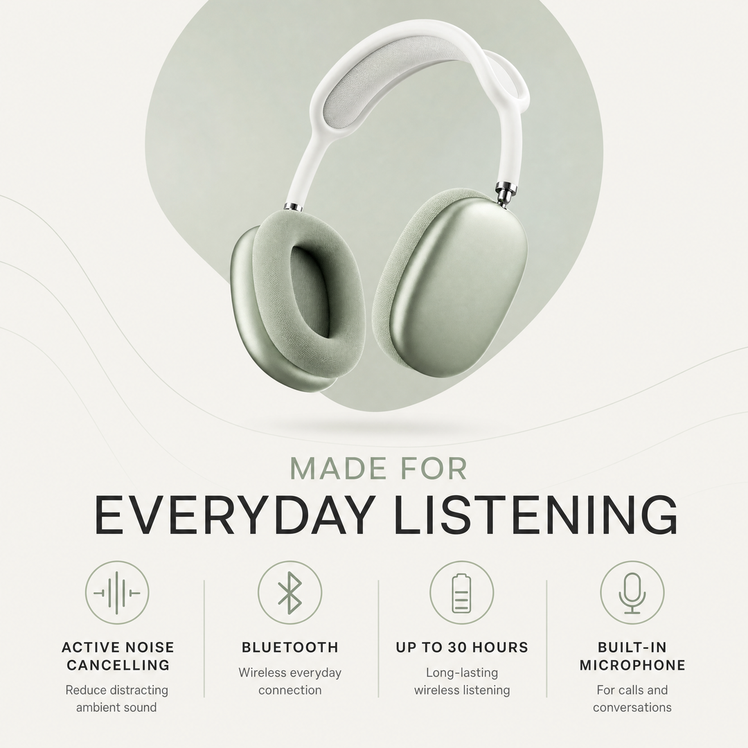 Draadloze Koptelefoon – Over-Ear met Noise Cancelling, Bluetooth en Microfoon VestraGear