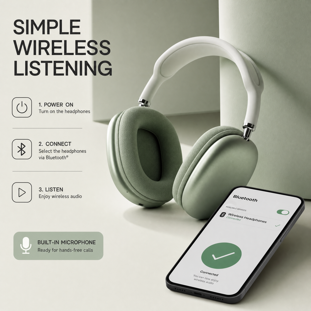 Draadloze Koptelefoon – Over-Ear met Noise Cancelling, Bluetooth en Microfoon VestraGear