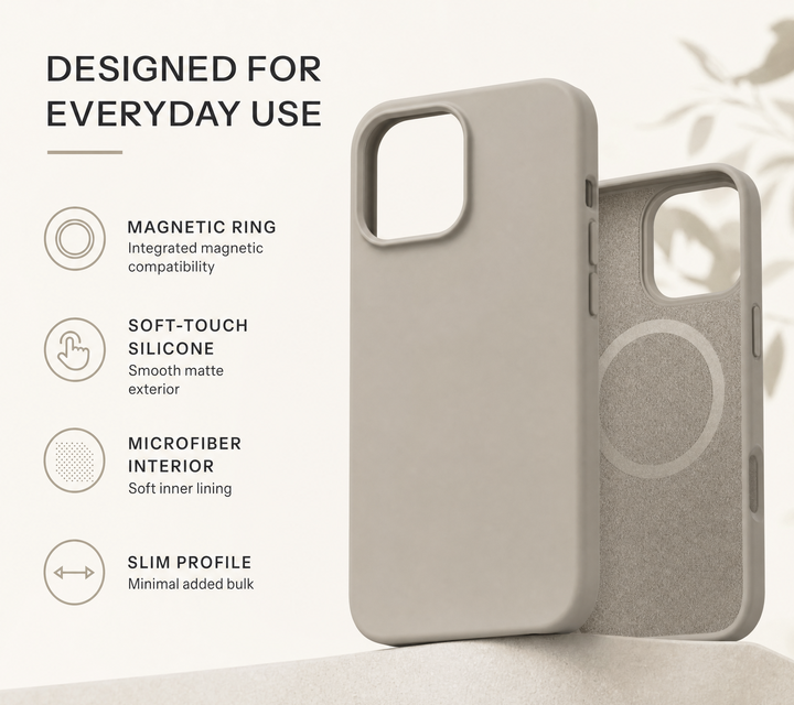iPhone Hoesje met MagSafe – Siliconen Backcover met Zachte Grip en Magnetische Ring Vestragear