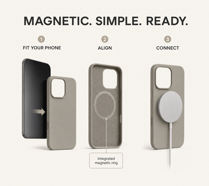 iPhone Hoesje met MagSafe – Siliconen Backcover met Zachte Grip en Magnetische Ring Vestragear