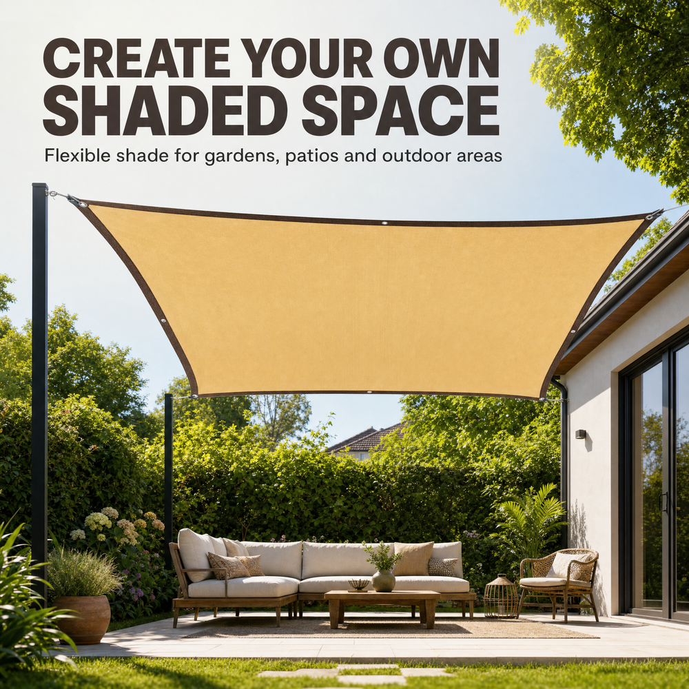Schaduwdoek Rechthoekig – HDPE zonnedoek met UV-bescherming voor tuin en terras Vestragear