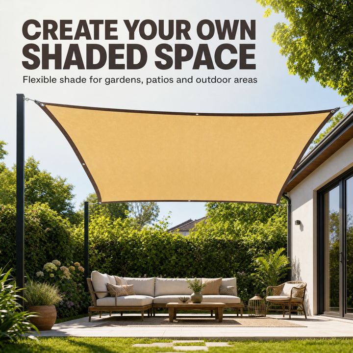 Schaduwdoek Rechthoekig – HDPE zonnedoek met UV-bescherming voor tuin en terras Vestragear