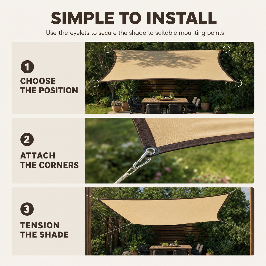 Schaduwdoek Rechthoekig – HDPE zonnedoek met UV-bescherming voor tuin en terras Vestragear