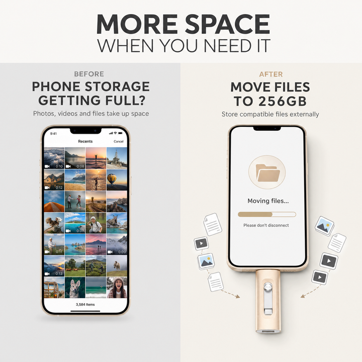 USB Stick 256GB – 3-in-1 Opslag voor iPhone, Smartphone &amp; PC Vestragear