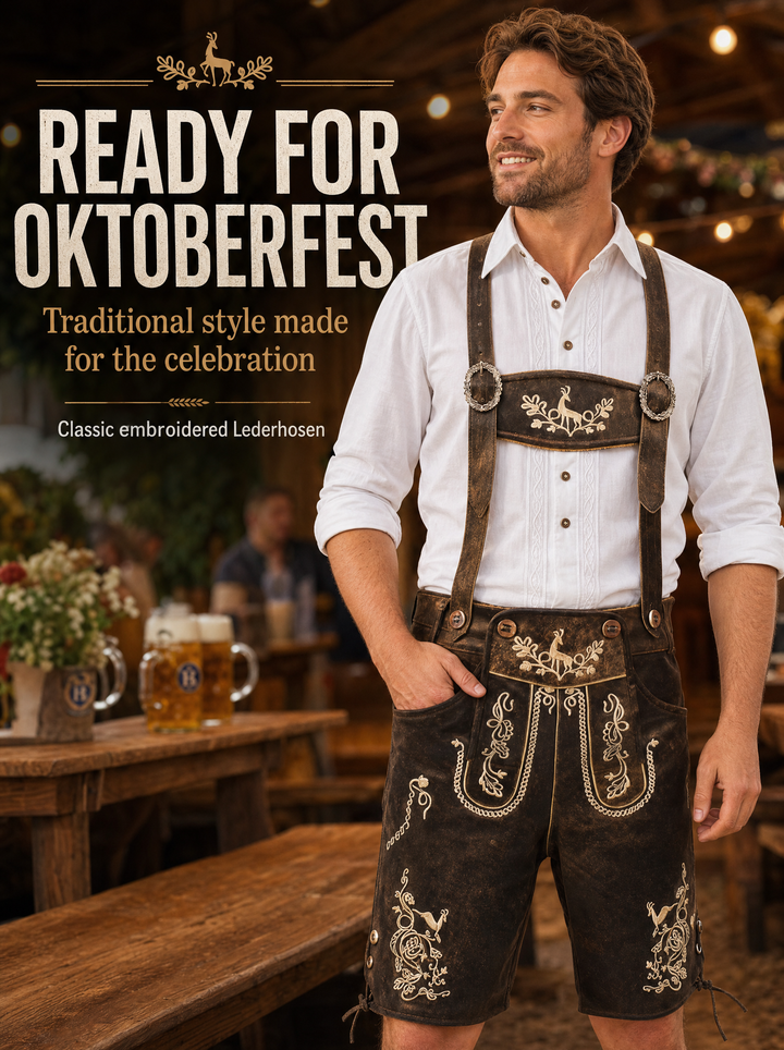 AlpenViktor – Heren Lederhosen Oktoberfest Set – Authentiek &amp; Feestelijk VestraGear