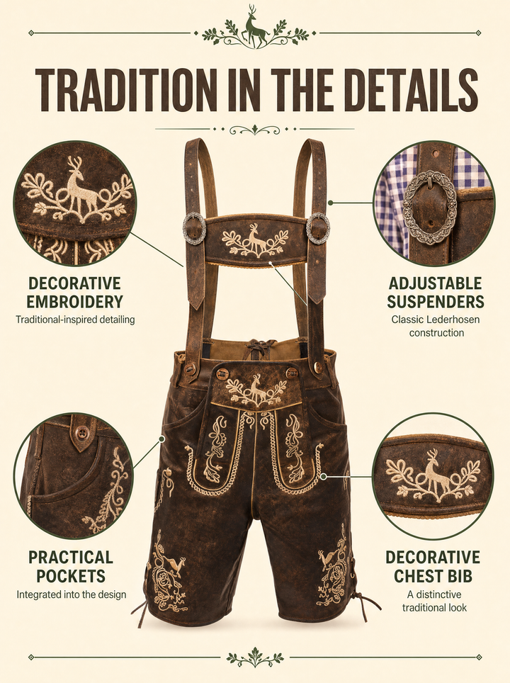 AlpenViktor – Heren Lederhosen Oktoberfest Set – Authentiek &amp; Feestelijk VestraGear