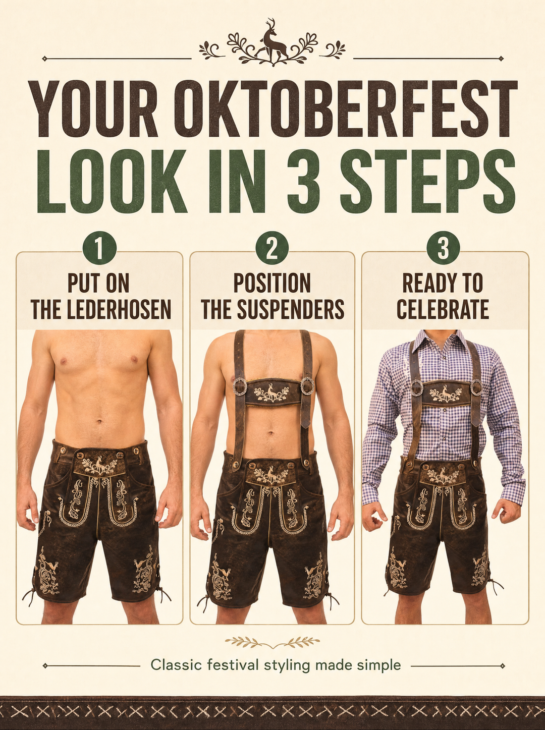 AlpenViktor – Heren Lederhosen Oktoberfest Set – Authentiek &amp; Feestelijk VestraGear