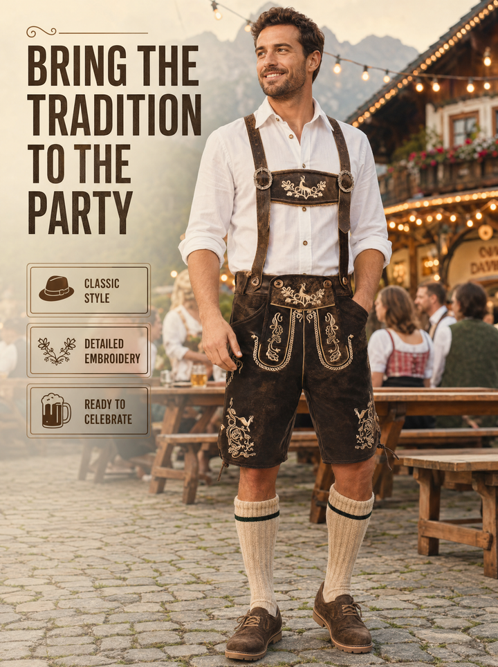 AlpenViktor – Heren Lederhosen Oktoberfest Set – Authentiek &amp; Feestelijk VestraGear