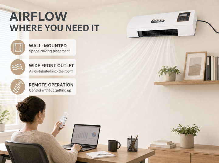 Airco Wandmontage – 4-in-1 Klimaatunit met 1800W, LCD &amp; Afstandsbediening Vestragear