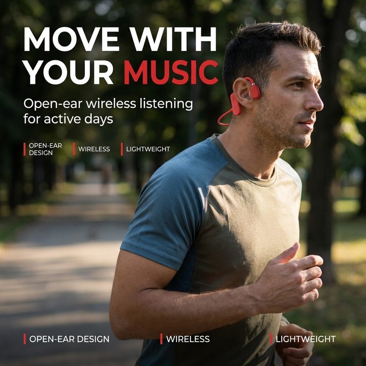 Bone Conduction Sportkoptelefoon – Draadloos, Lichtgewicht &amp; IP67 Waterbestendig Vestragear