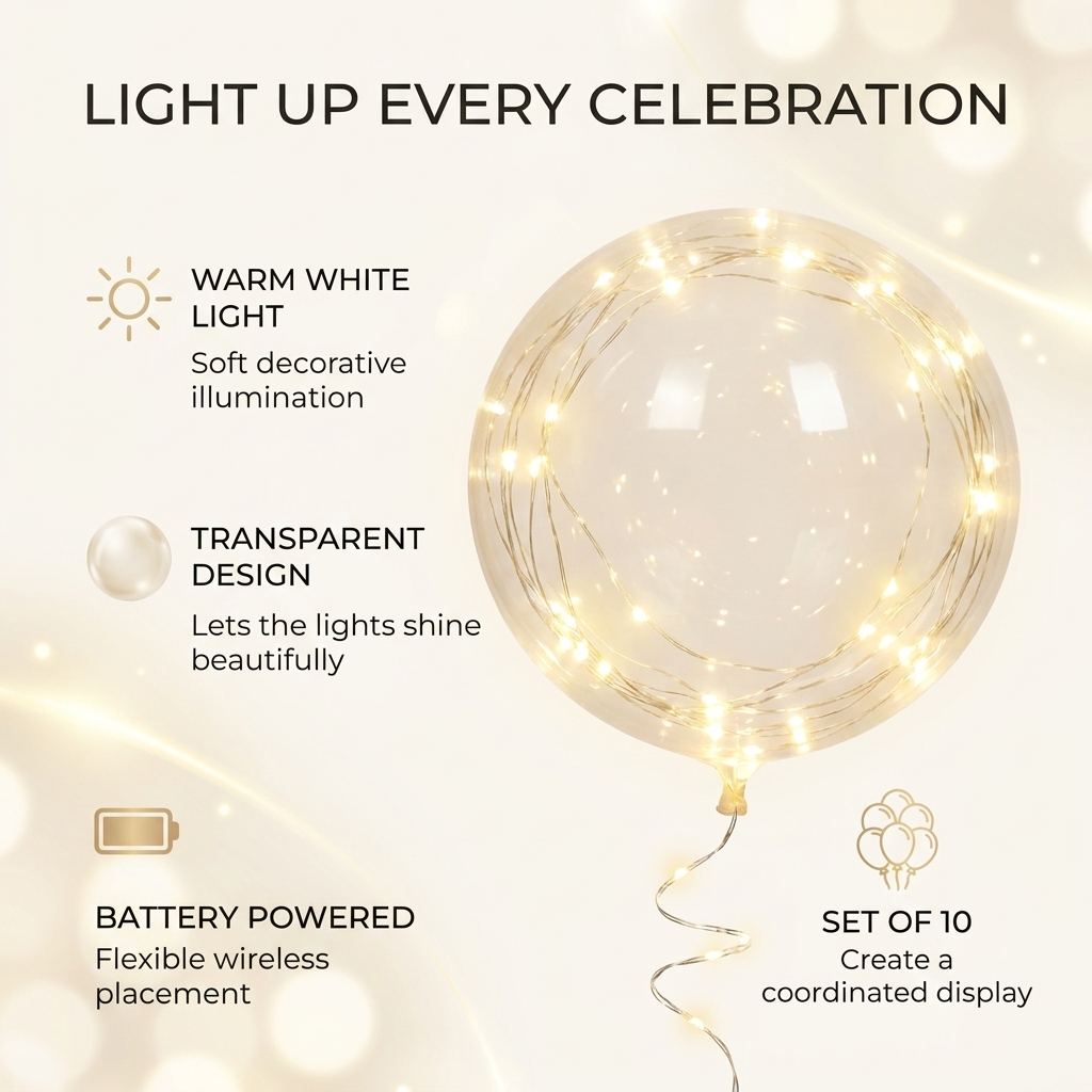 LED Ballonnen – 10 Stuks met Lichtsnoer voor Feesten &amp; Bruiloften Vestragear