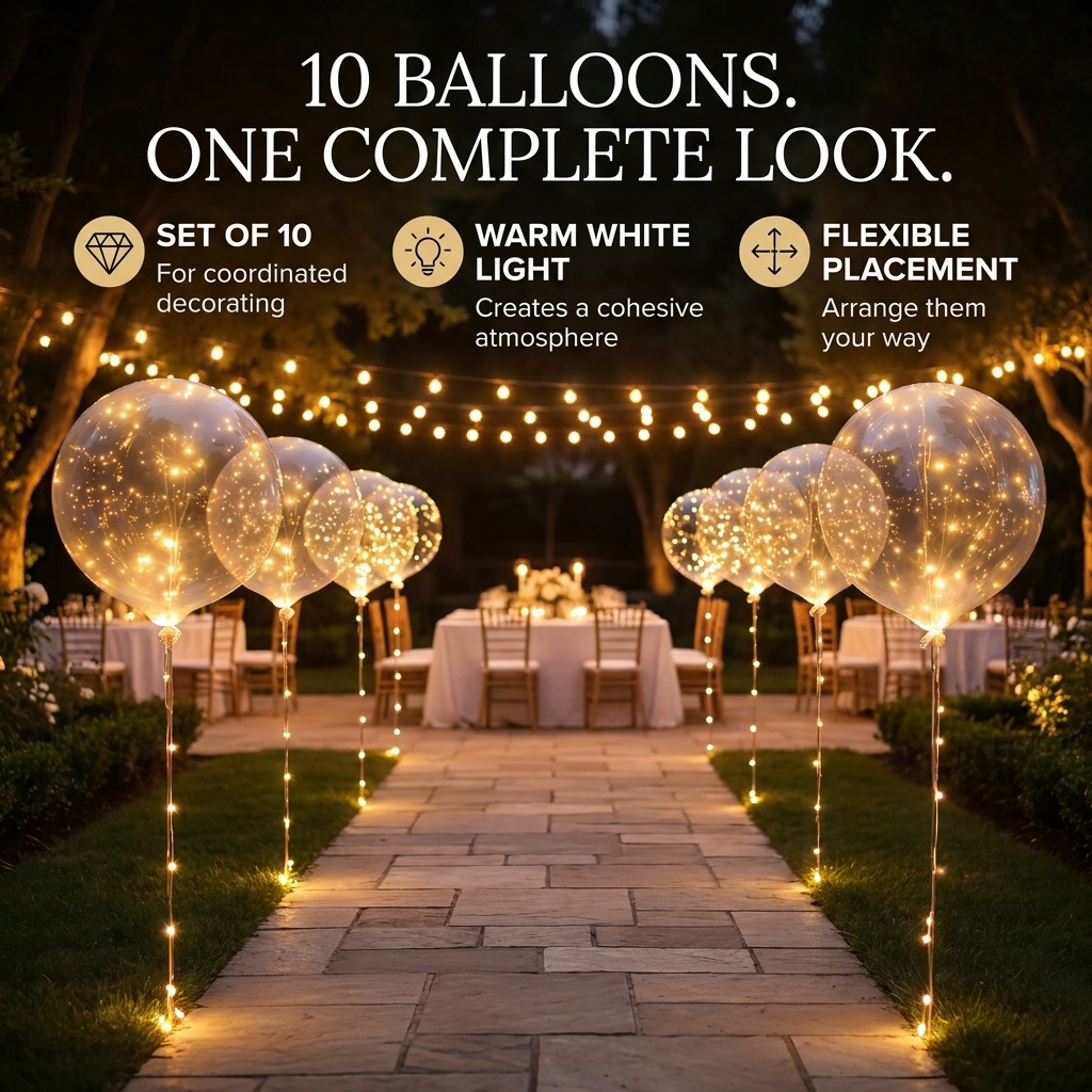 LED Ballonnen – 10 Stuks met Lichtsnoer voor Feesten &amp; Bruiloften Vestragear