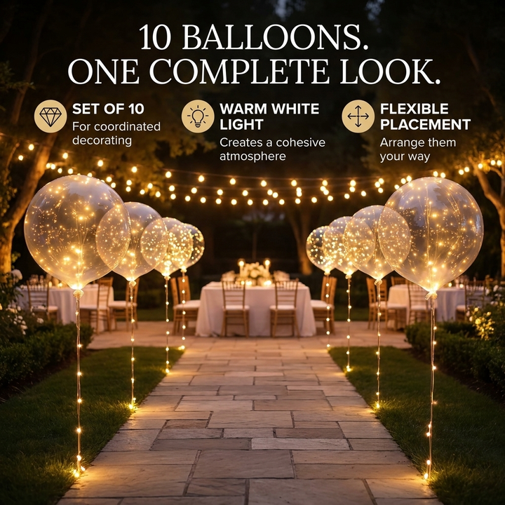 LED Ballonnen – 10 Stuks met Lichtsnoer voor Feesten &amp; Bruiloften Vestragear