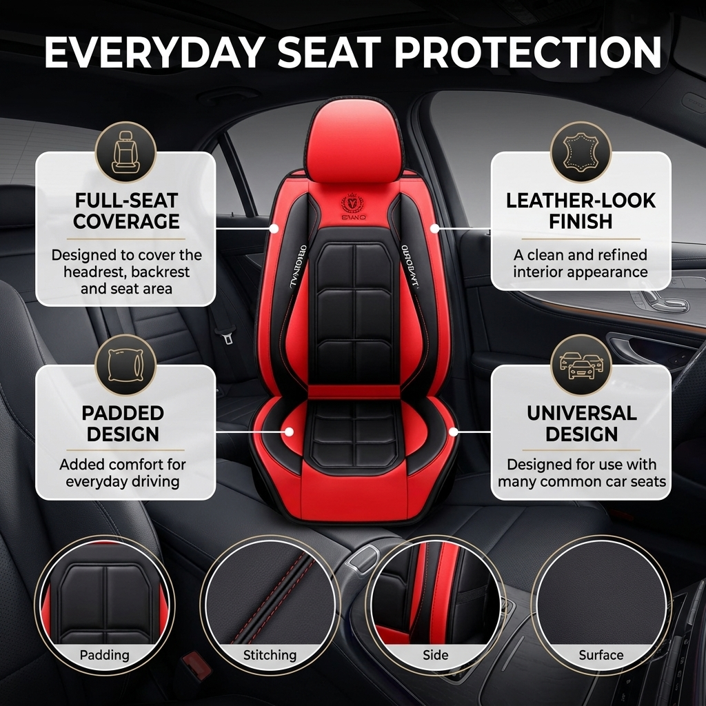 Lederlook Autostoelhoes – Universele Stoelbescherming met Luxe Design Vestragear