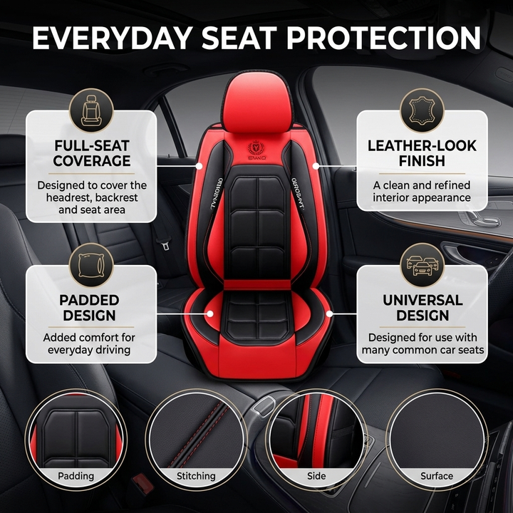 Lederlook Autostoelhoes – Universele Stoelbescherming met Luxe Design Vestragear