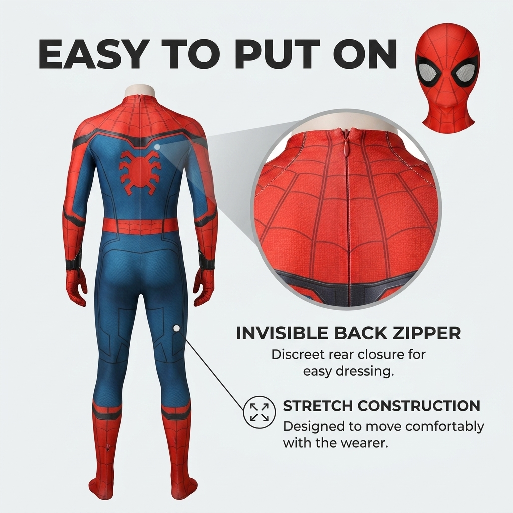 Superhelden Kostuum – Stretchstof, 3D Design &amp; Afneembaar Masker Vestragear