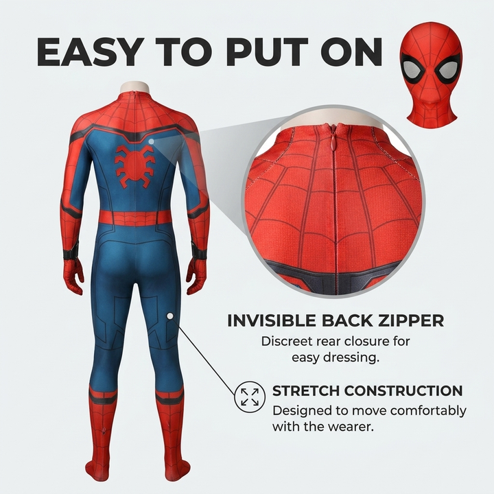 Superhelden Kostuum – Stretchstof, 3D Design &amp; Afneembaar Masker Vestragear