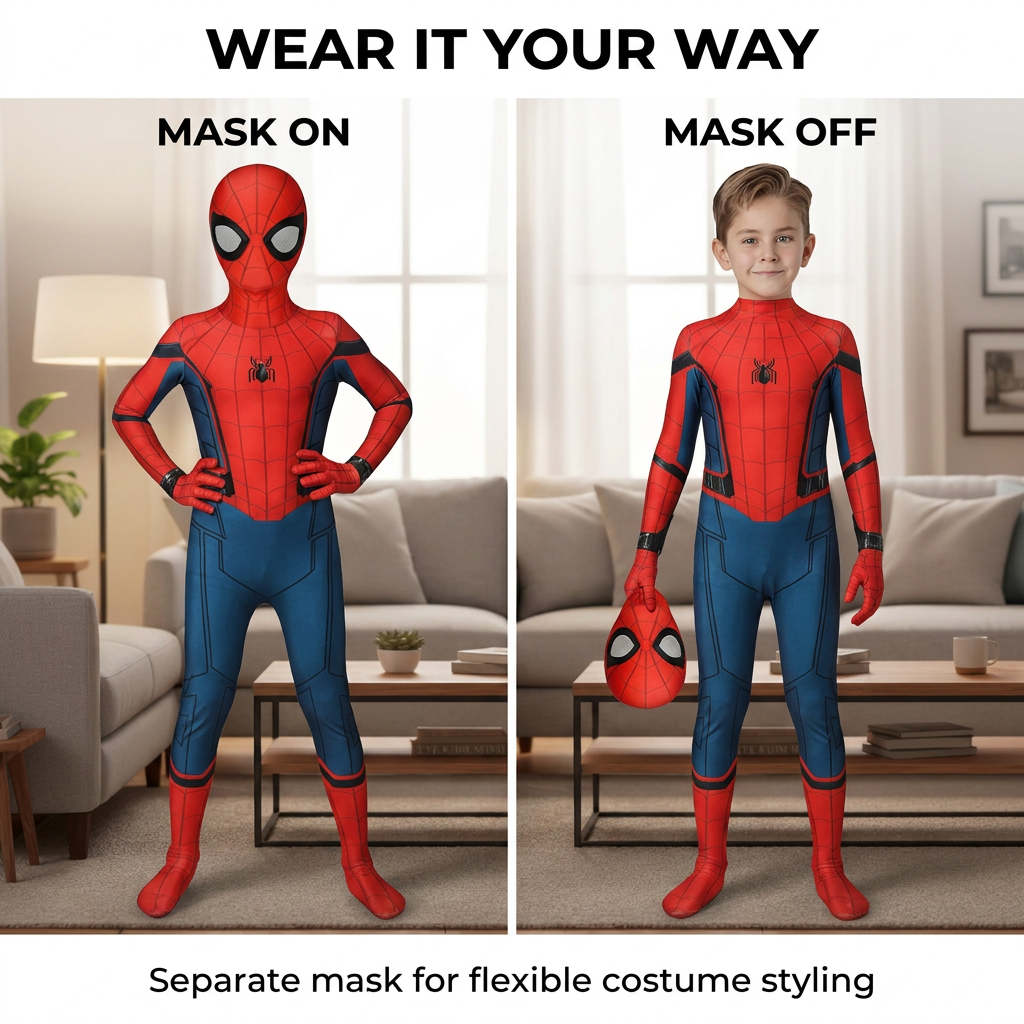 Superhelden Kostuum – Stretchstof, 3D Design &amp; Afneembaar Masker Vestragear