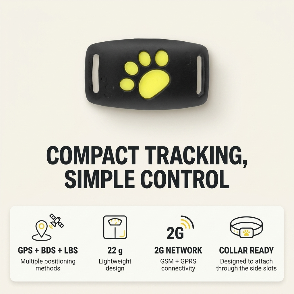 GPS-tracker voor honden en katten – Real-time locatie, lichtgewicht &amp; lange batterijduur Vestragear