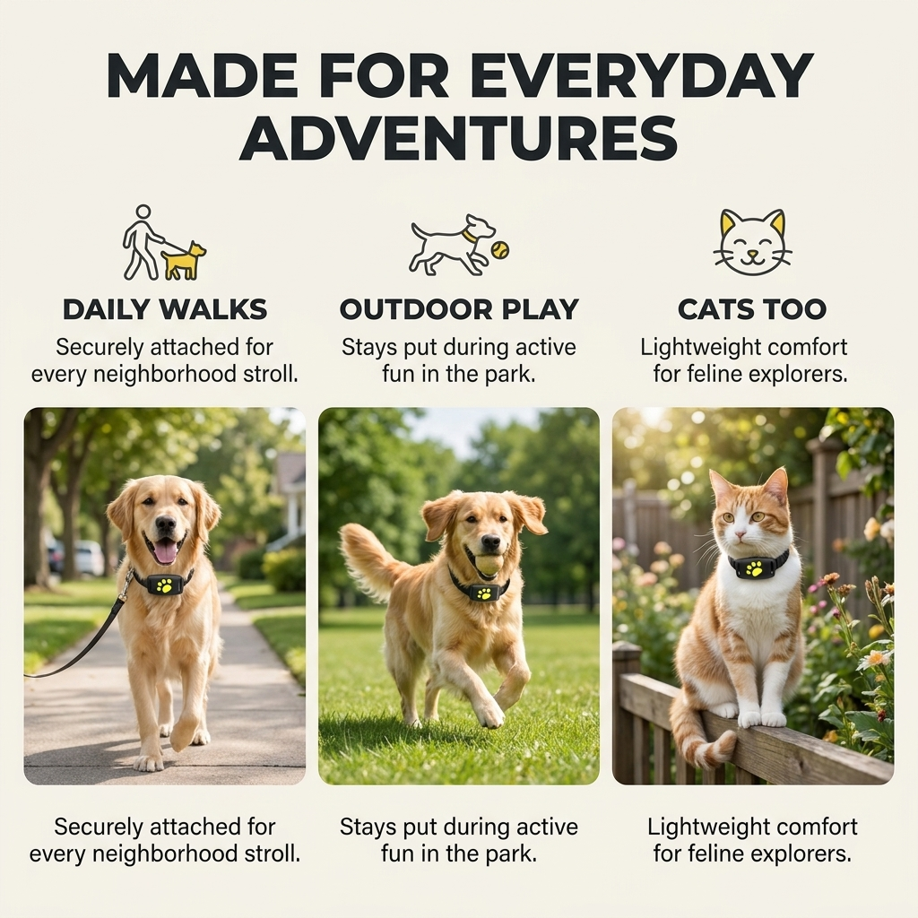 GPS-tracker voor honden en katten – Real-time locatie, lichtgewicht &amp; lange batterijduur Vestragear
