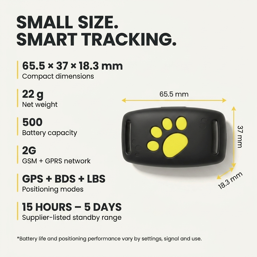 GPS-tracker voor honden en katten – Real-time locatie, lichtgewicht &amp; lange batterijduur Vestragear