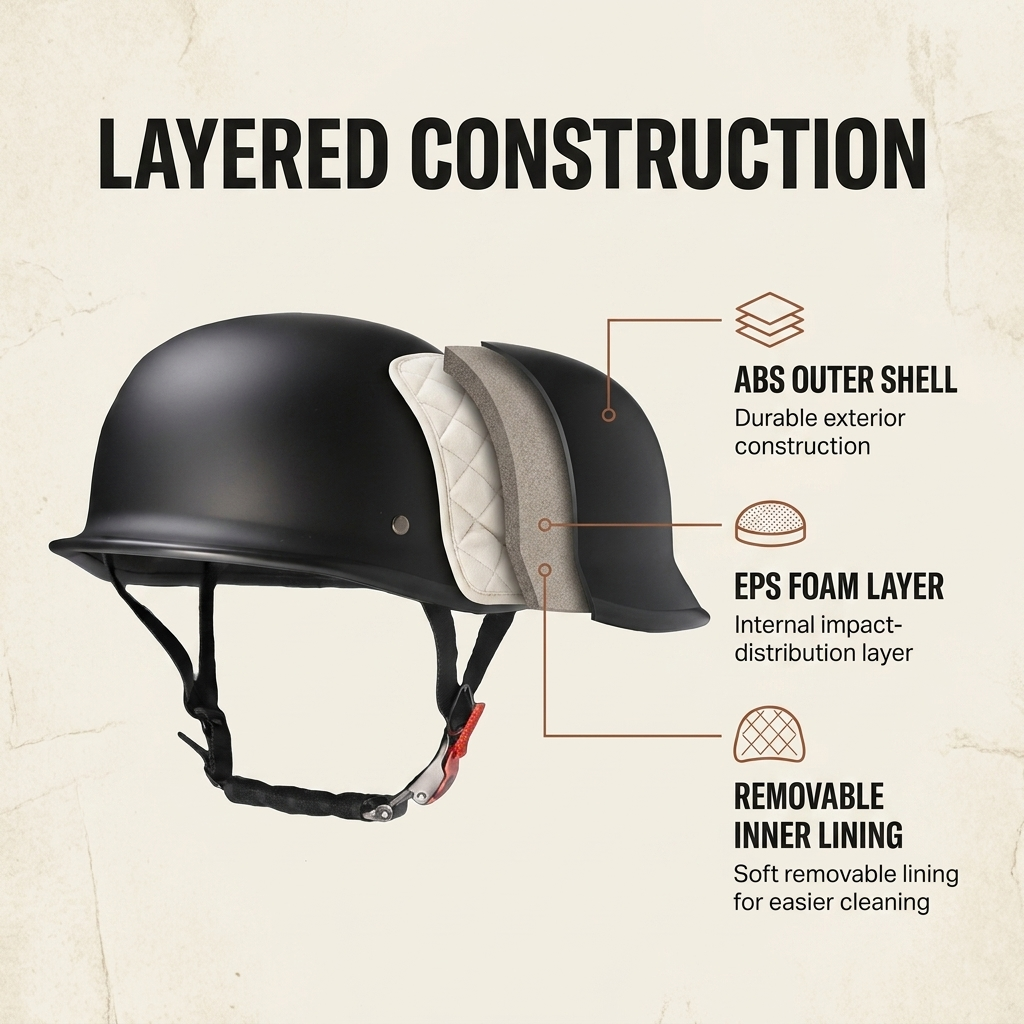 Motorhelm Halve – Vintage Design &amp; Ventilatie met Veiligheidsbril Vestragear