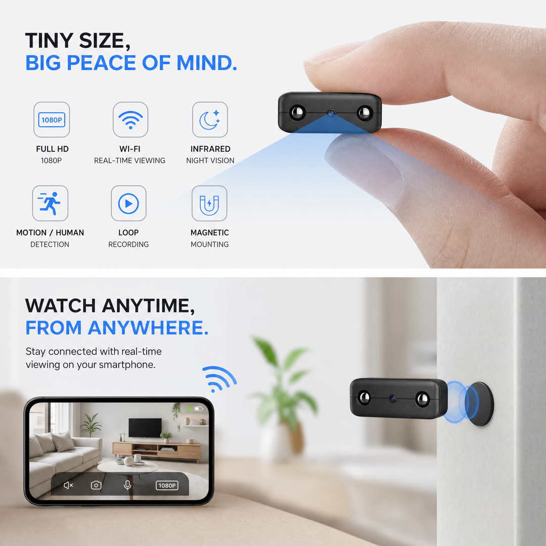 Micro HD camera – Compacte WiFi beveiligingscamera met nachtzicht &amp; audio VestraGear