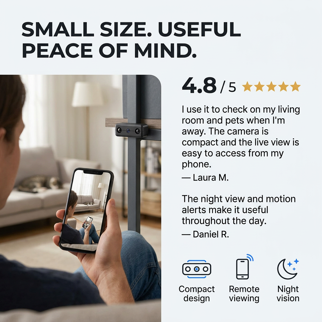 Micro HD camera – Compacte WiFi beveiligingscamera met nachtzicht &amp; audio VestraGear