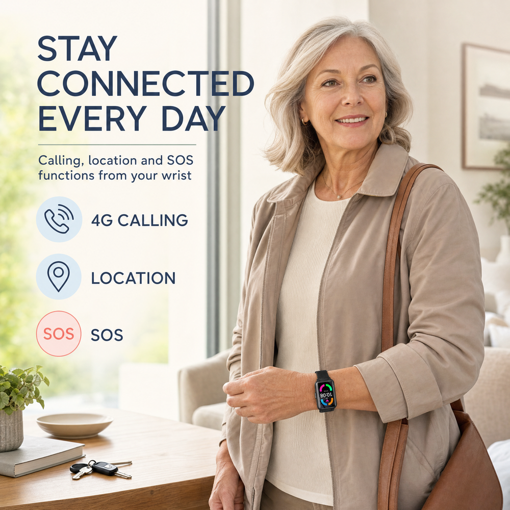 Smartwatch voor Senioren – 4G Bellen, GPS & SOS-Functie Vestragear
