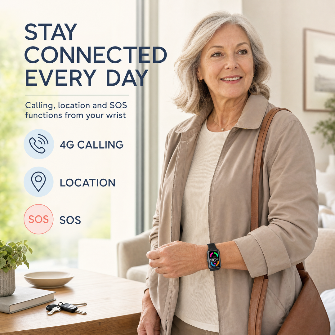 Smartwatch voor Senioren – 4G Bellen, GPS &amp; SOS-Functie Vestragear
