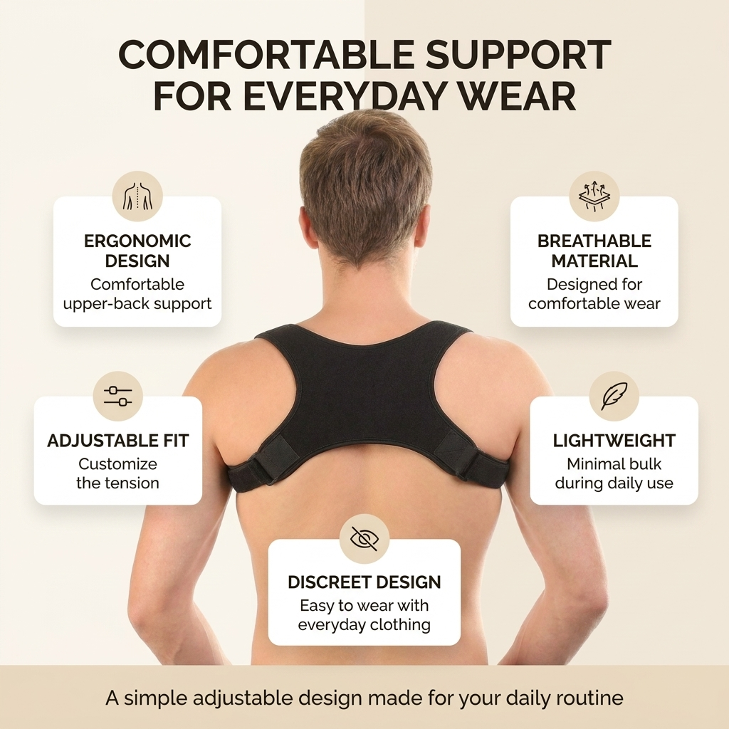 Verstelbare Houdingscorrector – Ergonomische Ondersteuning &amp; Comfortabele Pasvorm Vestragear