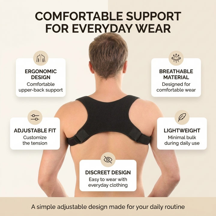 Verstelbare Houdingscorrector – Ergonomische Ondersteuning &amp; Comfortabele Pasvorm Vestragear