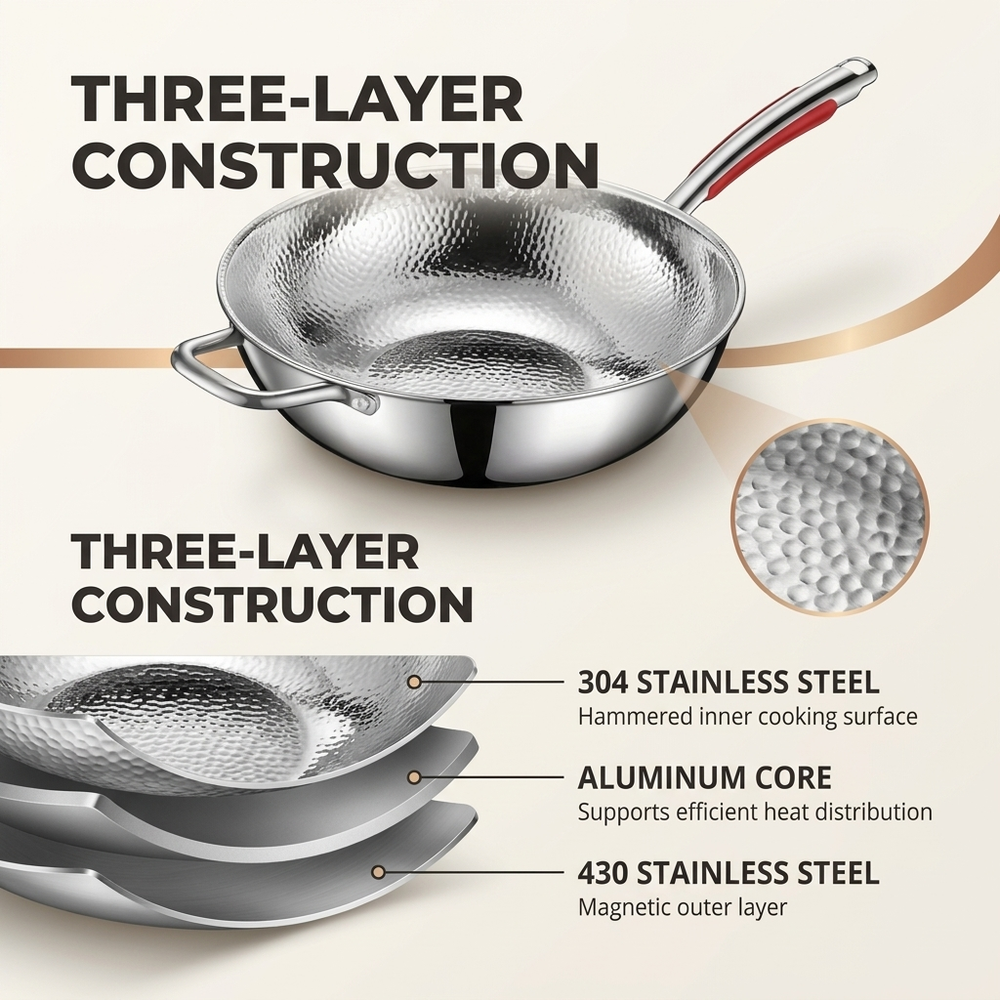 Titanium Wokpan 30 cm – Inductie, Ronde Bodem & Lichtgewicht Design Vestragear