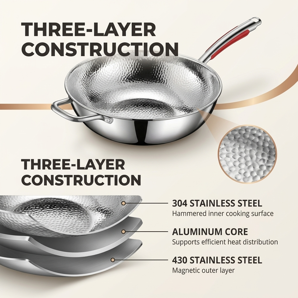 Titanium Wokpan 30 cm – Inductie, Ronde Bodem &amp; Lichtgewicht Design Vestragear