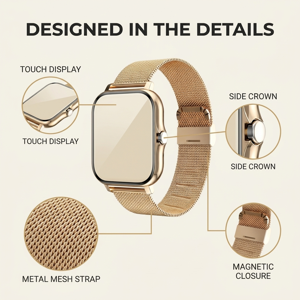 PulseTech Smartwatch 2.0 – Gezondheid, Sport &amp; Meldingen in Stijl VestraGear