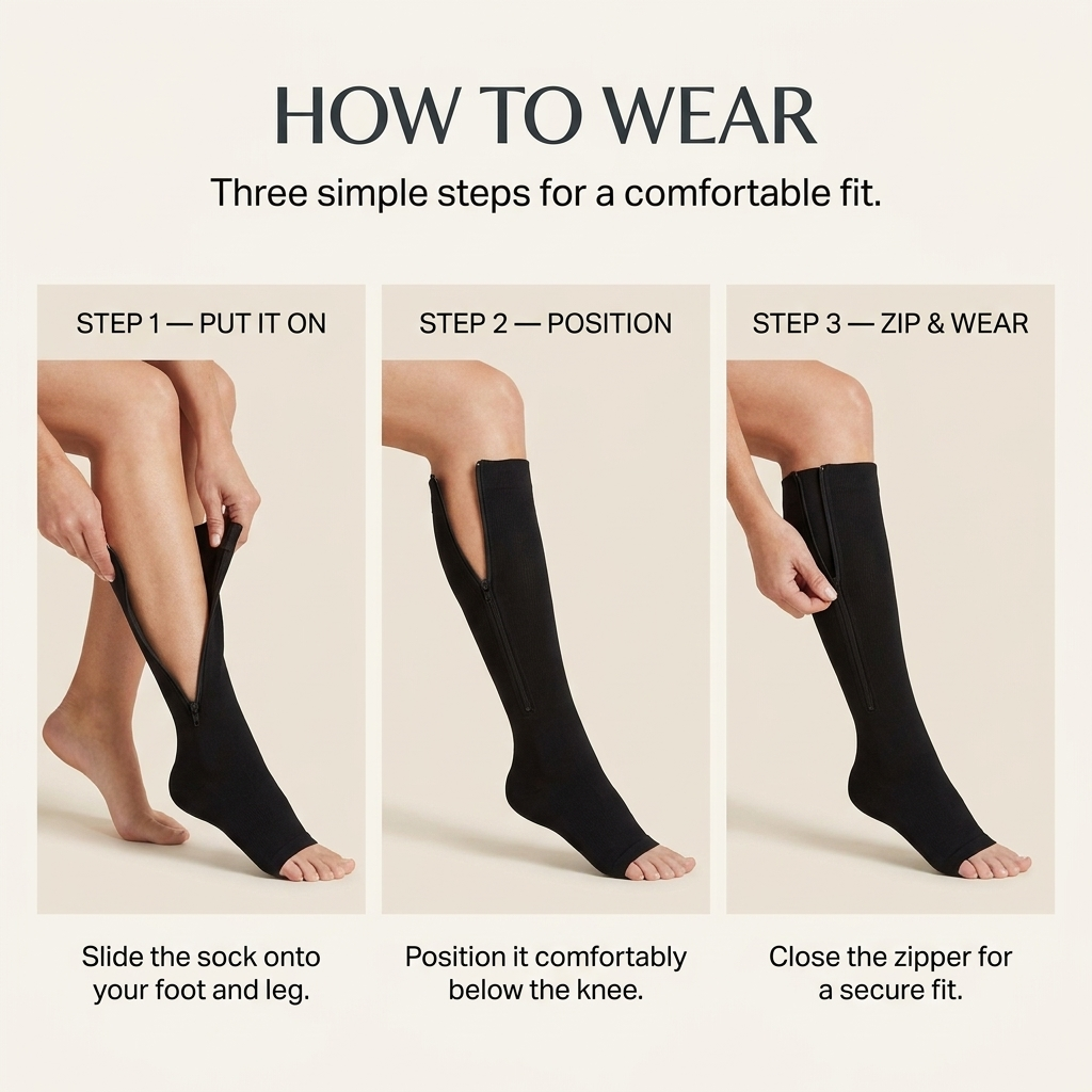 Compressiekousen met Rits – Ademend, Open Teen &amp; Comfortabele Pasvorm Vestragear