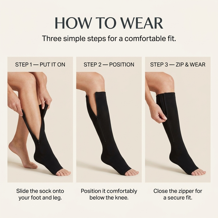 Compressiekousen met Rits – Ademend, Open Teen &amp; Comfortabele Pasvorm Vestragear