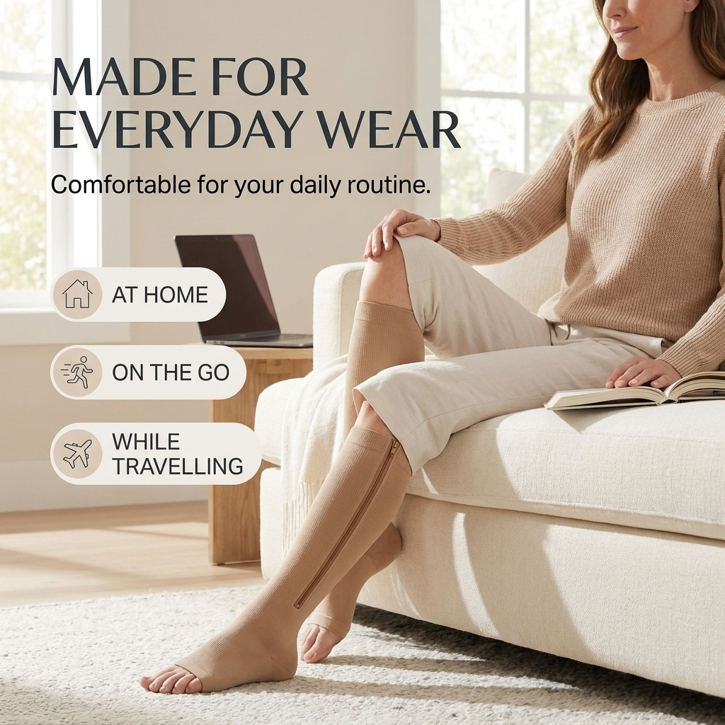 Compressiekousen met Rits – Ademend, Open Teen &amp; Comfortabele Pasvorm Vestragear
