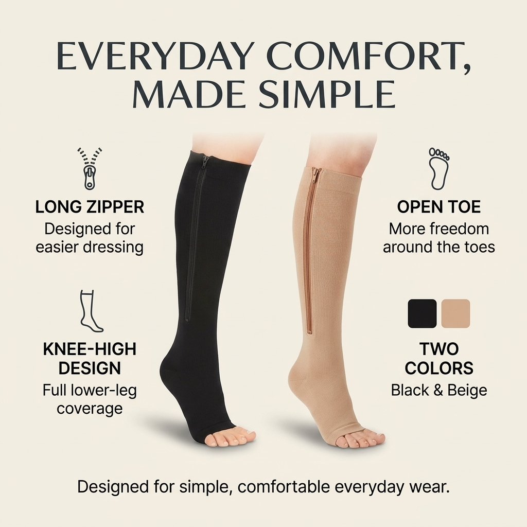 Compressiekousen met Rits – Ademend, Open Teen &amp; Comfortabele Pasvorm Vestragear