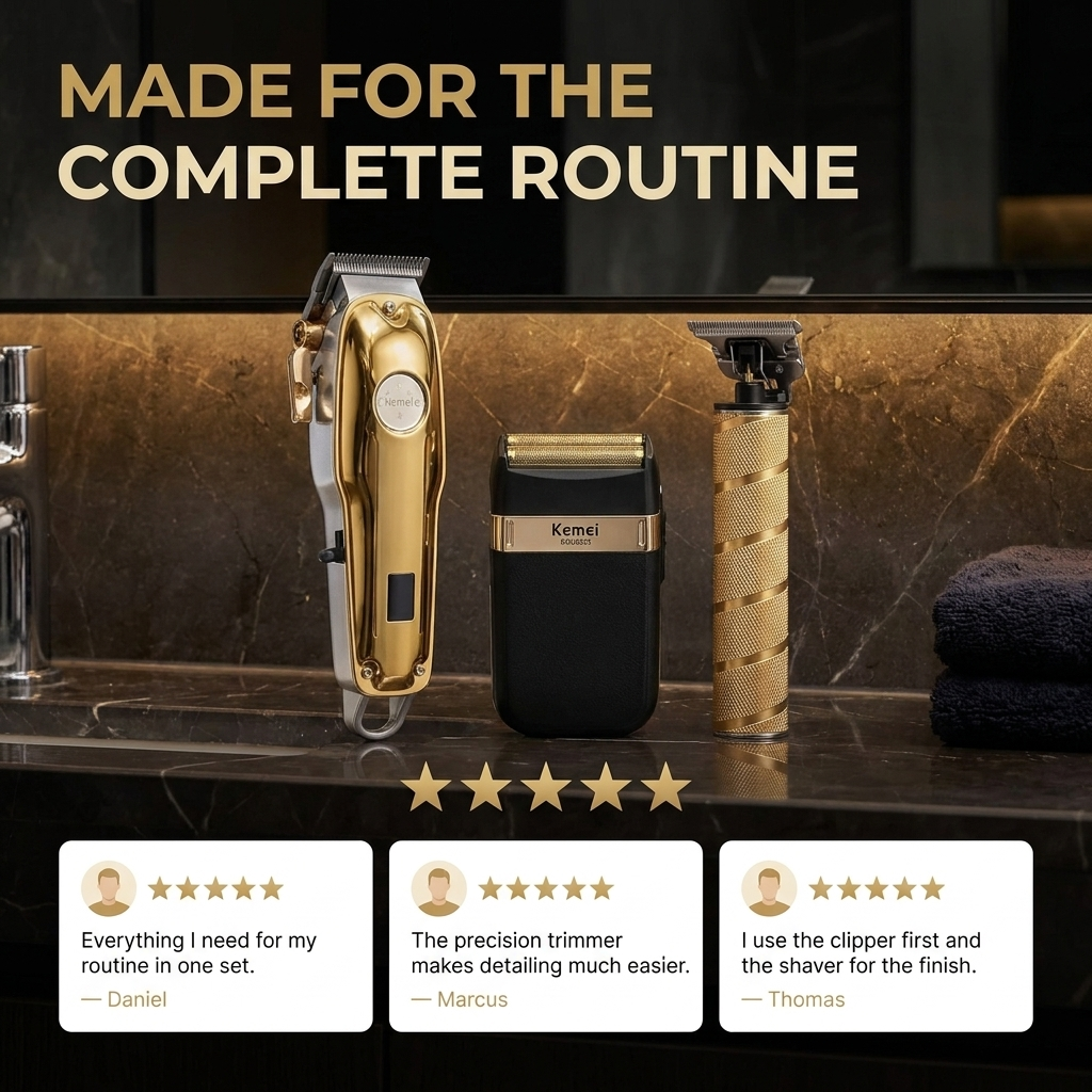 Tondeuse Set Heren 3-delig – Draadloze Haartrimmer, Baardtrimmer &amp; Foil Shaver VestraGear