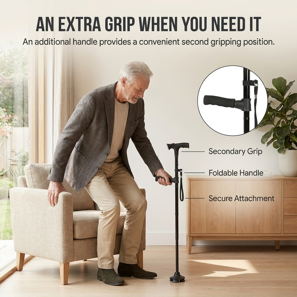 Eldrix Wandelstok – Ergonomische wandelstok van lichtgewicht metaal met antislip handvat VestraGear